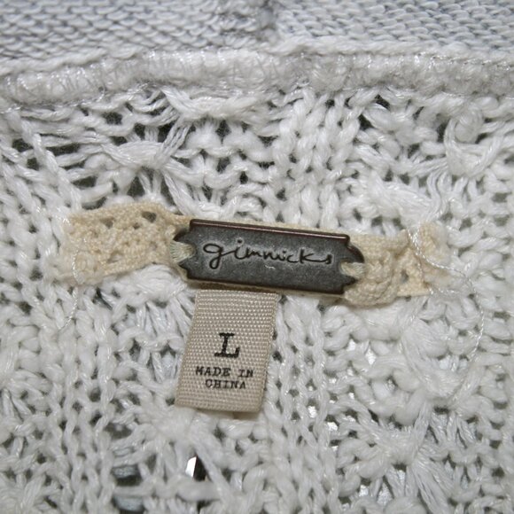 GIMMICKS Sweater Sweatshirt Hoodie Mixed Media Knit Cropped Top Lace Gray Cream - Picture 5 of 11